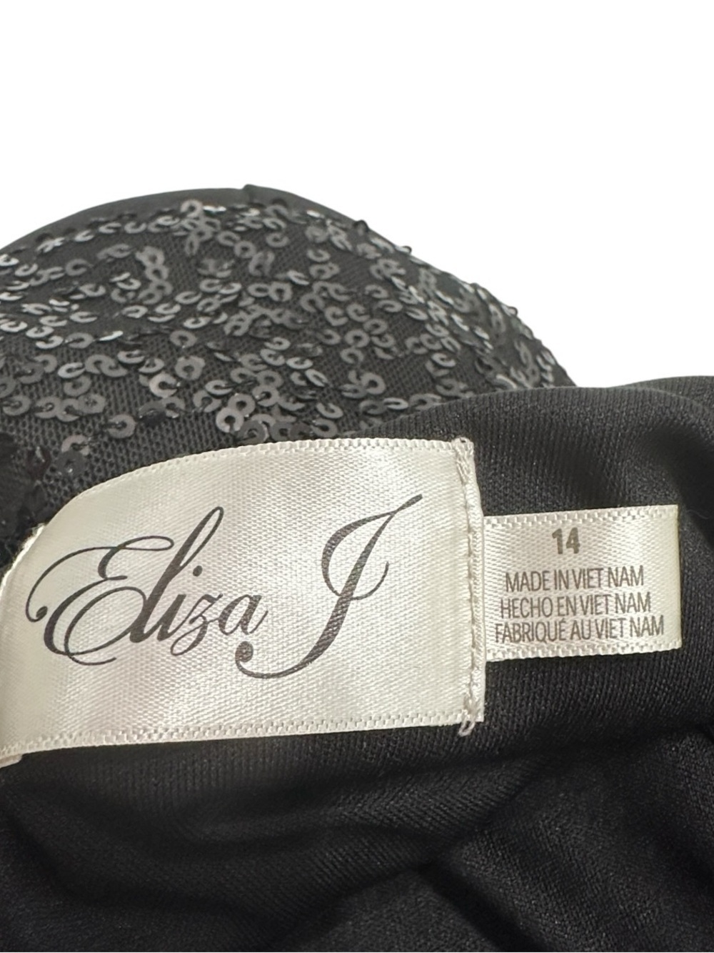 Eliza J One Shoulder Sequin Bodice Scuba Crepe Gown Black Size 14 Red Carpet - Picture 7 of 9